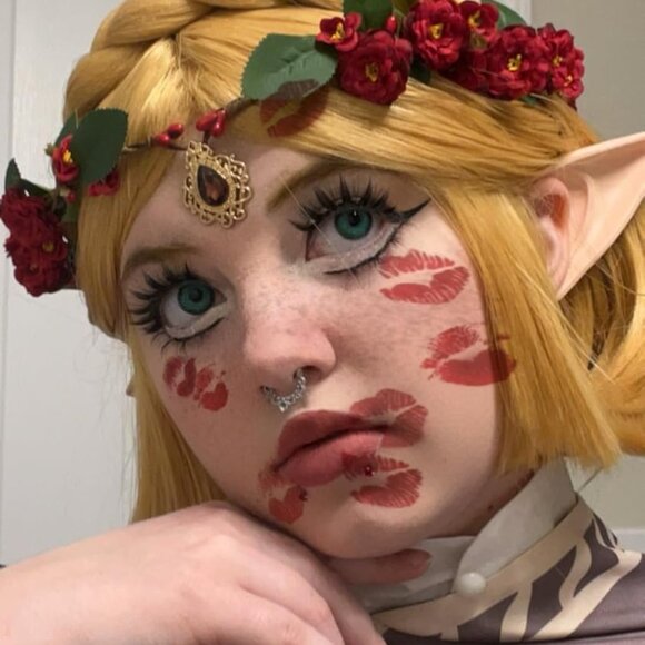 Red Flower Crown Headband Fairy Elf Circlet Renaissance Cosplay Halloween - Picture 4 of 7